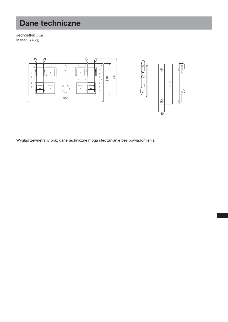 Dane techniczne | Sony SU-LW1 User Manual | Page 181 / 264