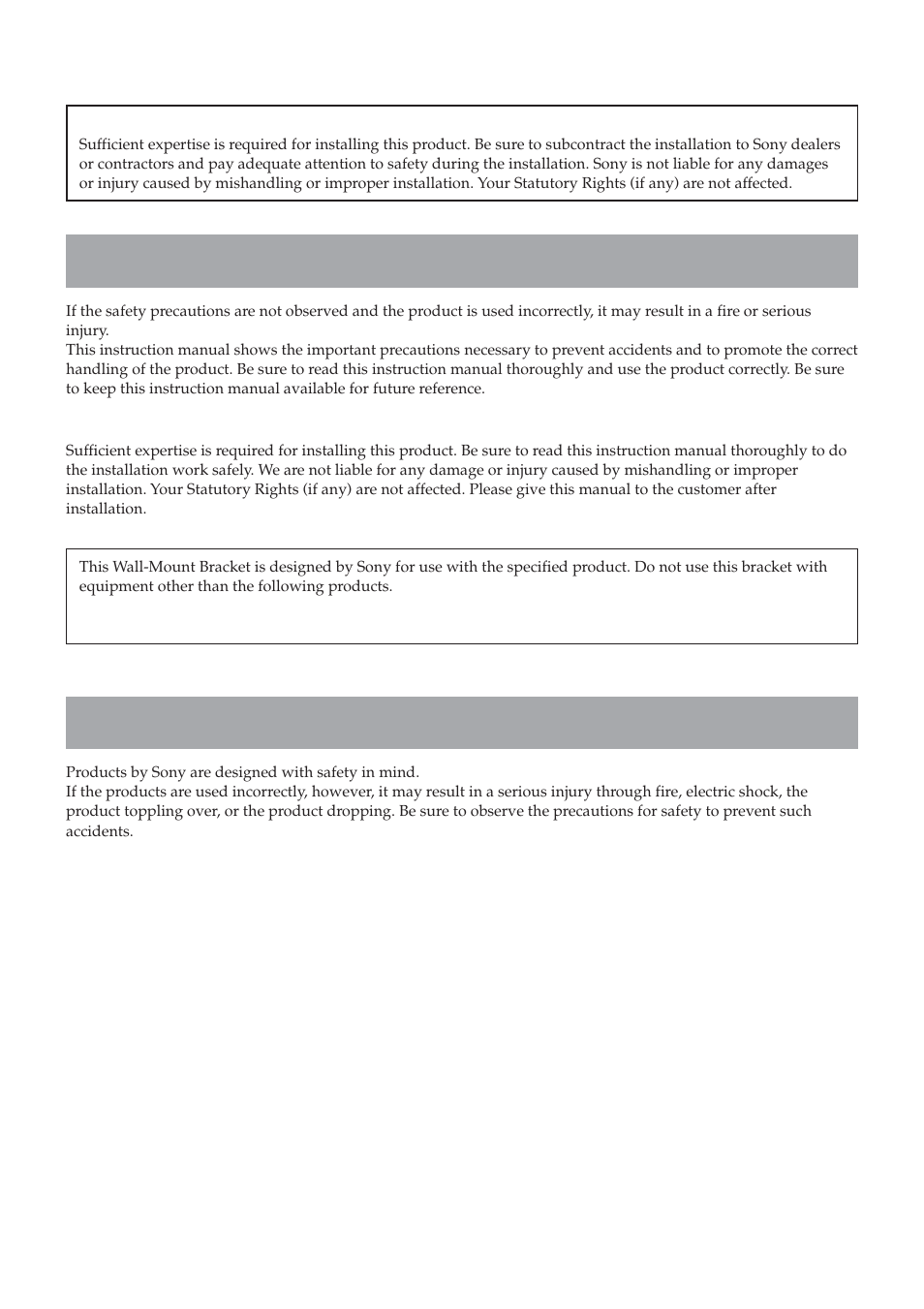 Warning, On safety | Sony SU-LW1 User Manual | Page 2 / 264