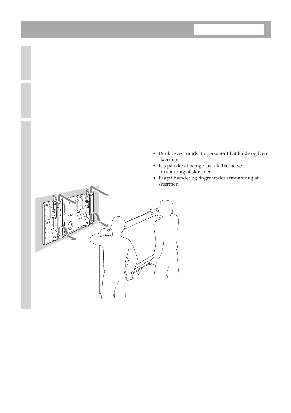 Sådan afmonteres skærmen | Sony SU-LW1 User Manual | Page 240 / 264