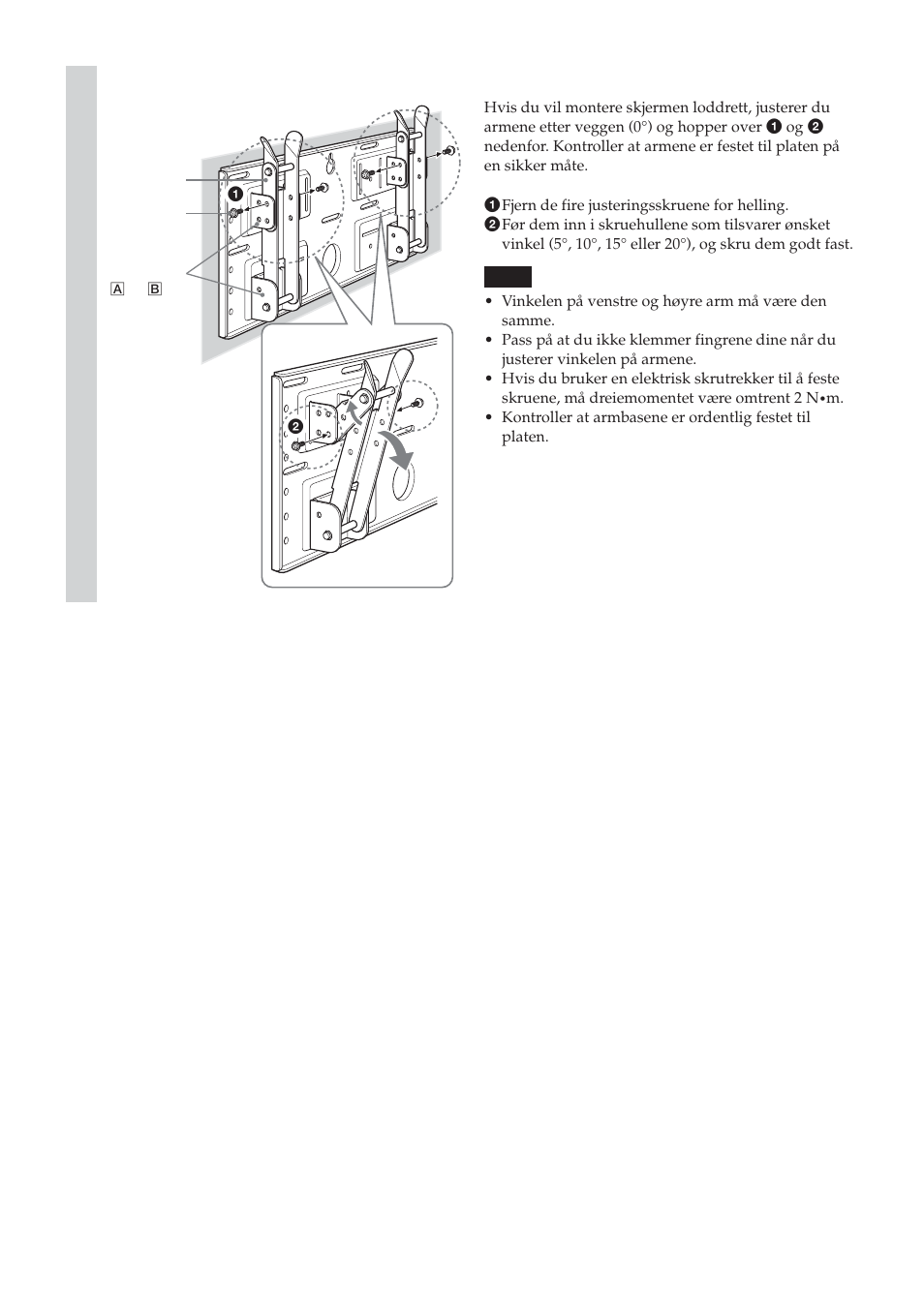 Justere hellingen på armene | Sony SU-LW1 User Manual | Page 252 / 264