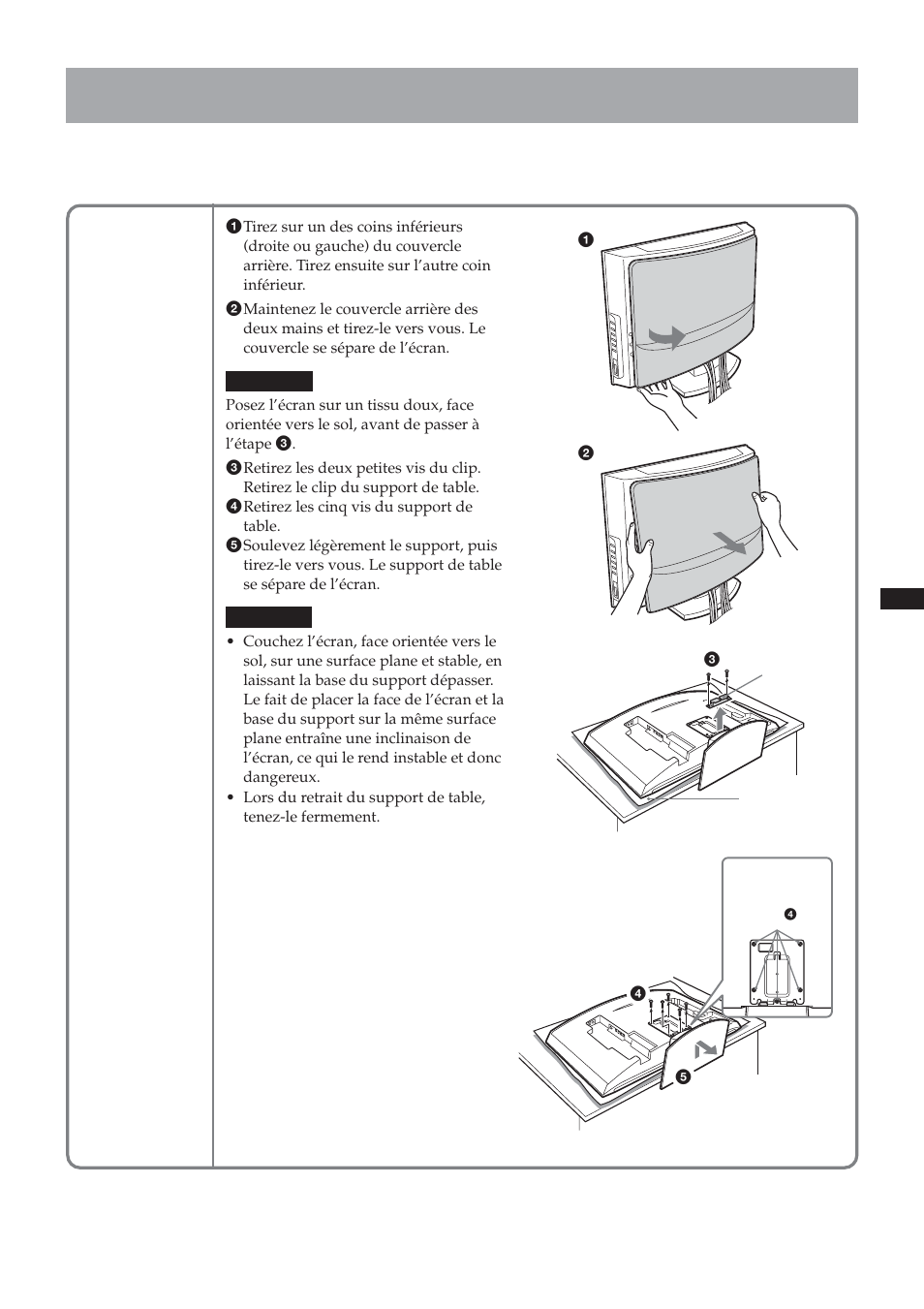 Etape 5 : dépose de l’écran du support de table, Klv-26hg2 | Sony SU-LW1 User Manual | Page 33 / 264