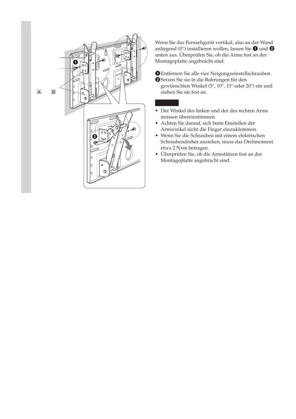 Stellen sie die neigung der arme ein | Sony SU-LW1 User Manual | Page 52 / 264