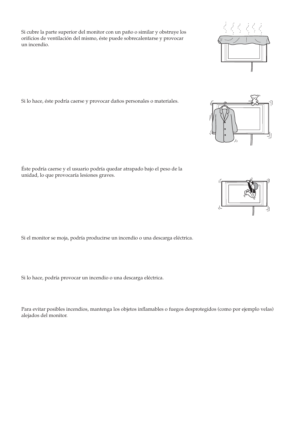 No se apoye en el monitor ni se agarre a él | Sony SU-LW1 User Manual | Page 64 / 264