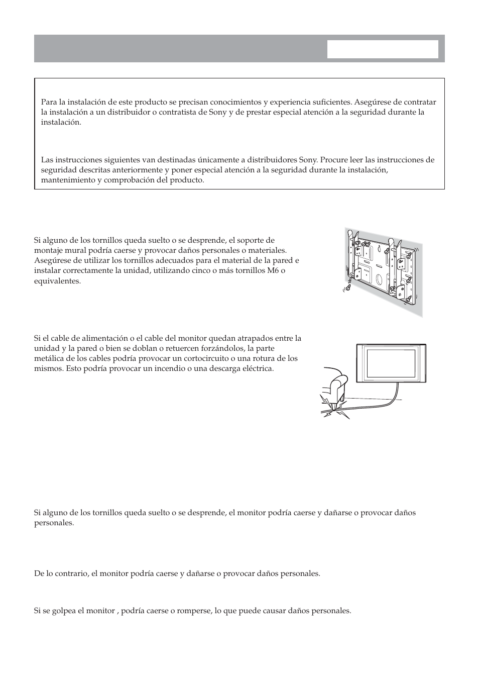 Instalación del soporte de montaje mural | Sony SU-LW1 User Manual | Page 66 / 264