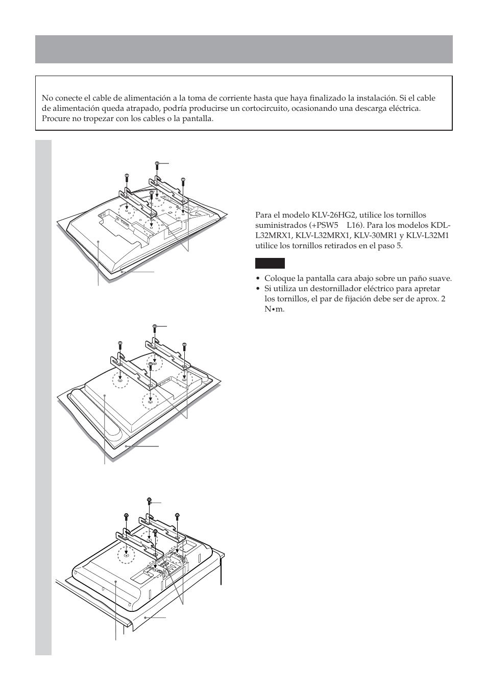 Paso 6: instale la pantalla en la placa | Sony SU-LW1 User Manual | Page 76 / 264