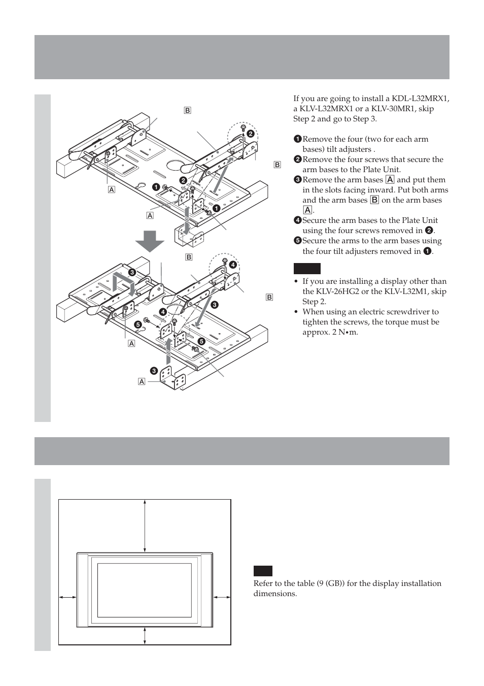 Step 2: adjust the position of the arm bases, Step 3: decide on the location for installation | Sony SU-LW1 User Manual | Page 8 / 264
