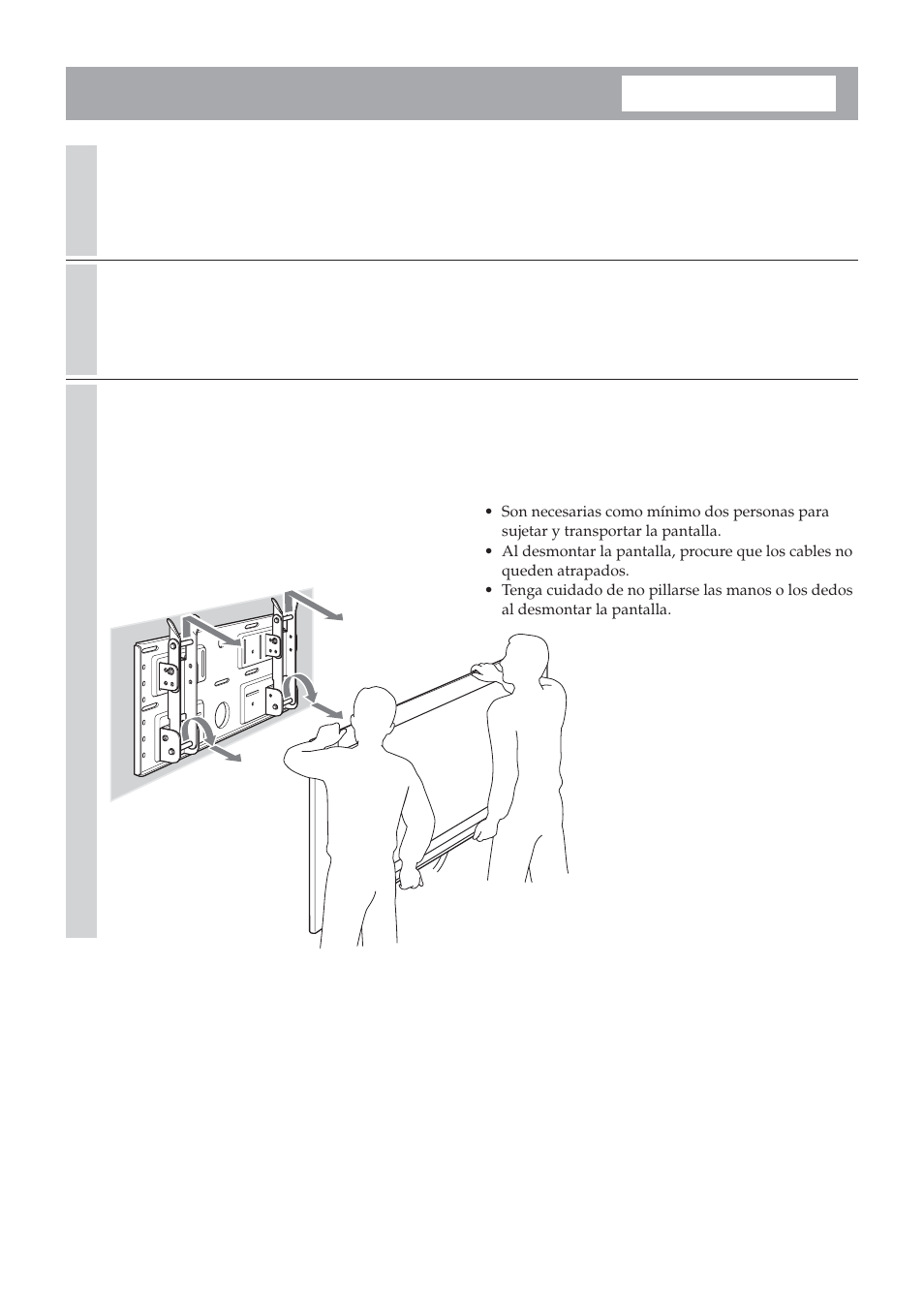 Cómo retirar la pantalla | Sony SU-LW1 User Manual | Page 80 / 264