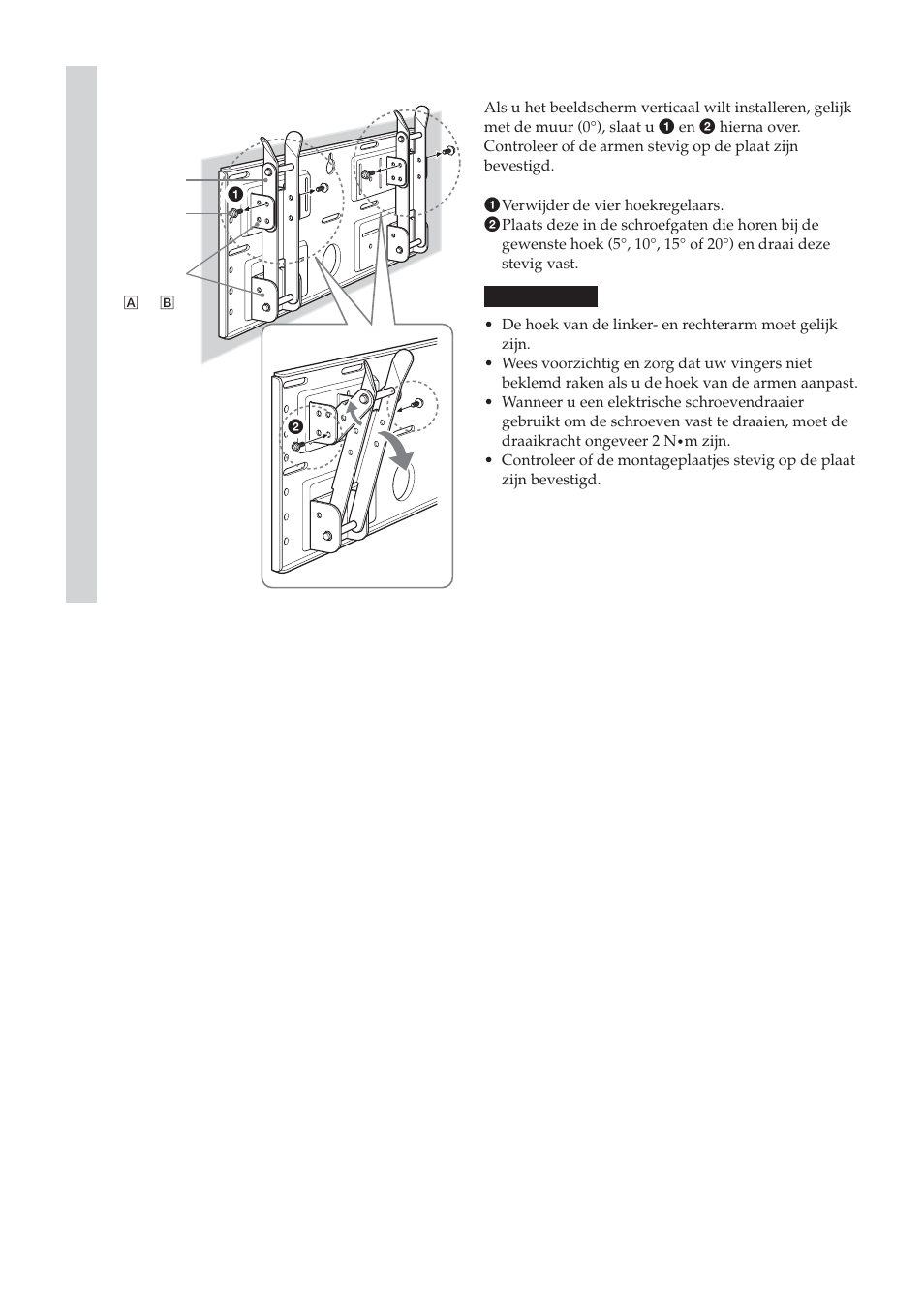 Pas de hoek van de armen aan | Sony SU-LW1 User Manual | Page 92 / 264