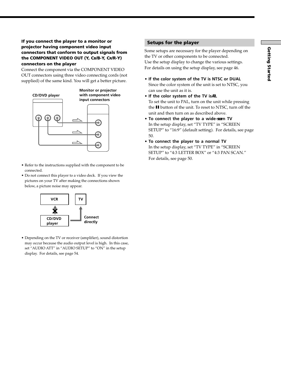 Setups for the player | Sony DVP-K333 User Manual | Page 9 / 72
