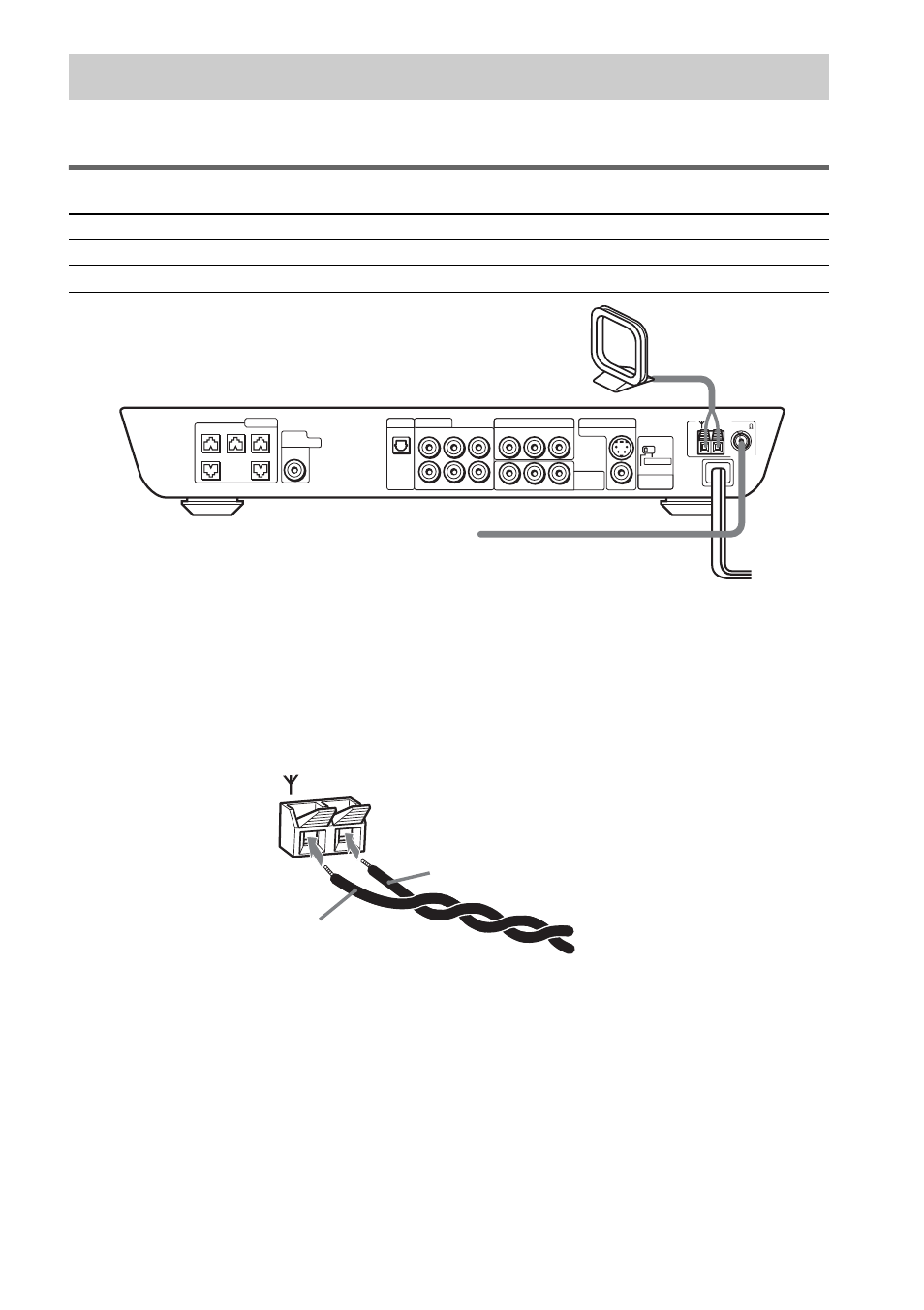 Step 2: aerial hookups, Terminals for connecting the aerials, Connect the to the | Am loop aerial fm wire aerial | Sony DAV-SC8 User Manual | Page 16 / 88