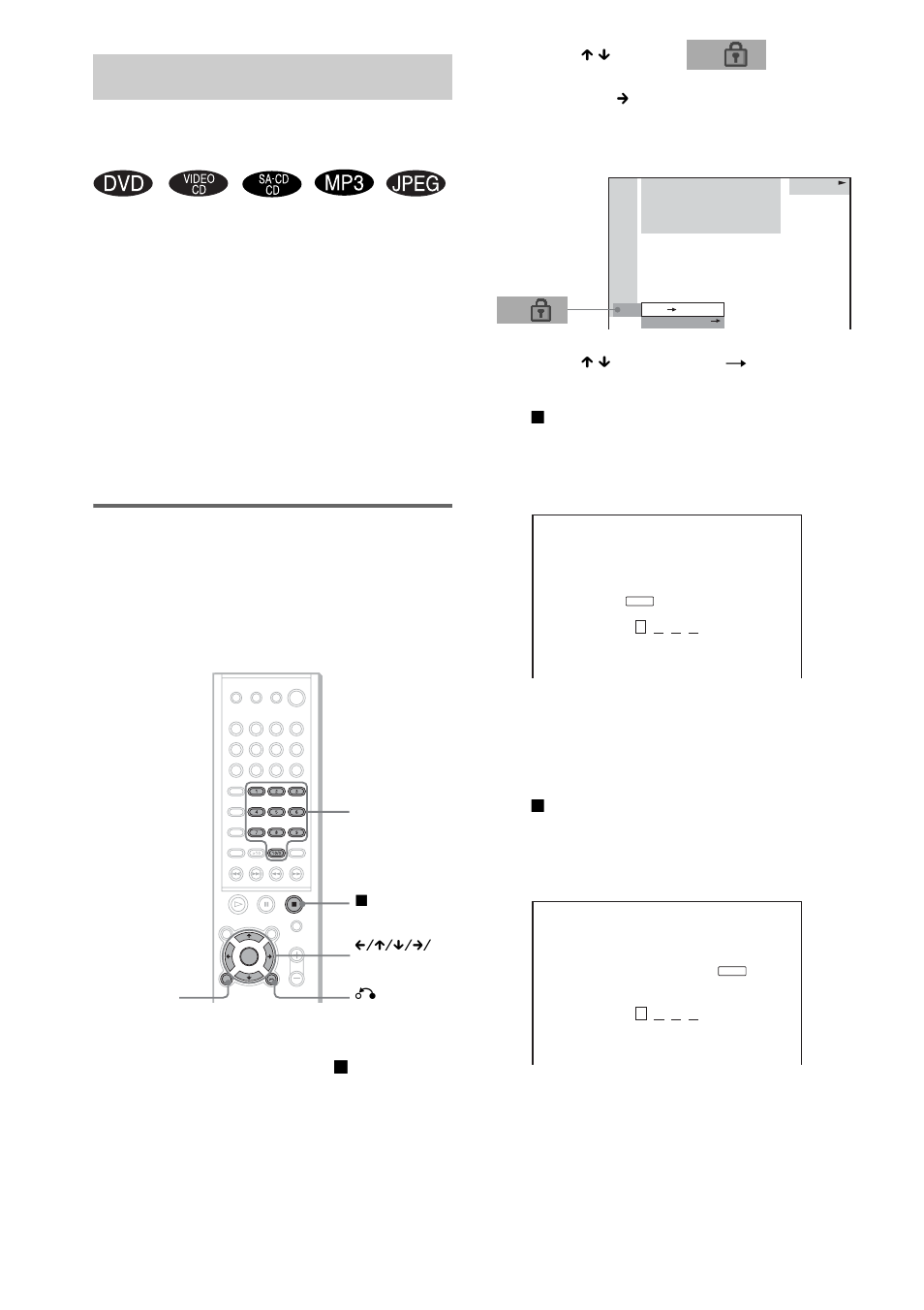 Locking discs, Custom parental control, Custom parental control, parental control) | Sony DAV-SC8 User Manual | Page 50 / 88