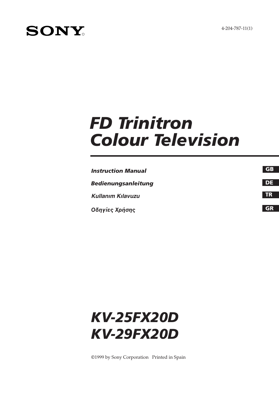 Sony KV-25FX20D User Manual | 26 pages