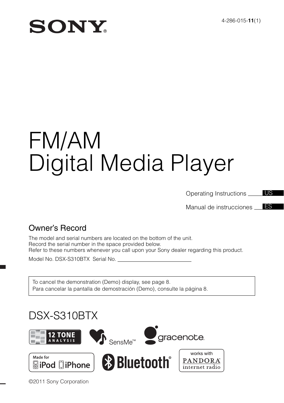 Sony DSX-S310BTX User Manual | 108 pages