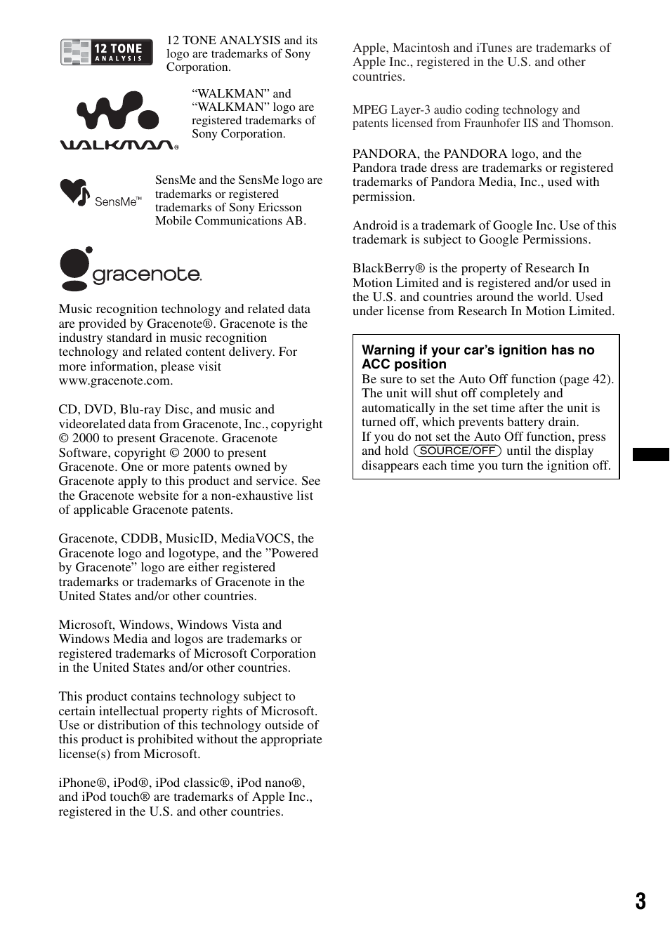 Sony DSX-S310BTX User Manual | Page 3 / 108