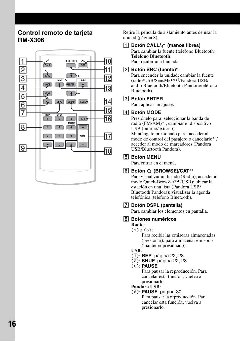 Control remoto de tarjeta rm-x306 | Sony DSX-S310BTX User Manual | Page 66 / 108