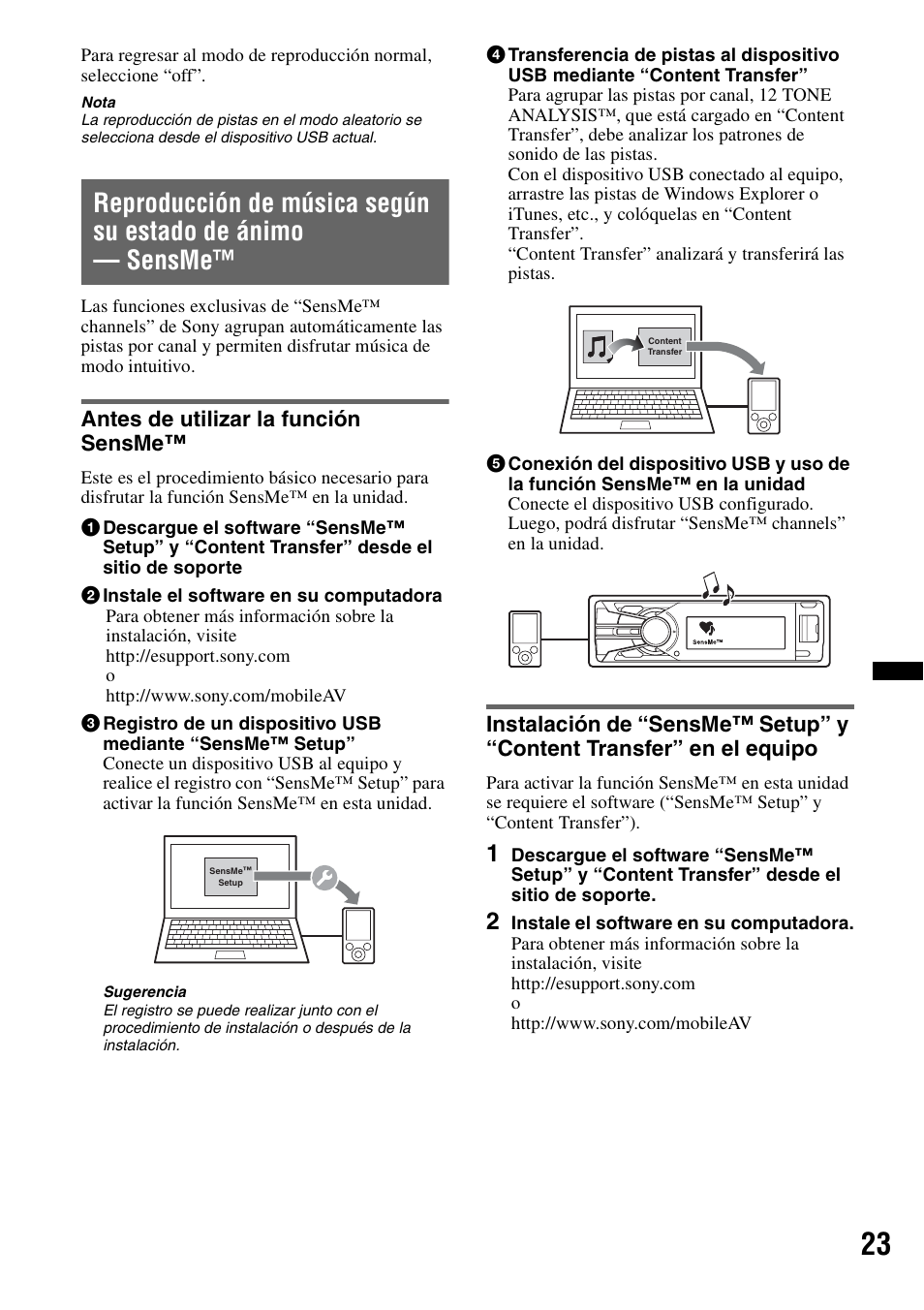 Antes de utilizar la función sensme | Sony DSX-S310BTX User Manual | Page 73 / 108