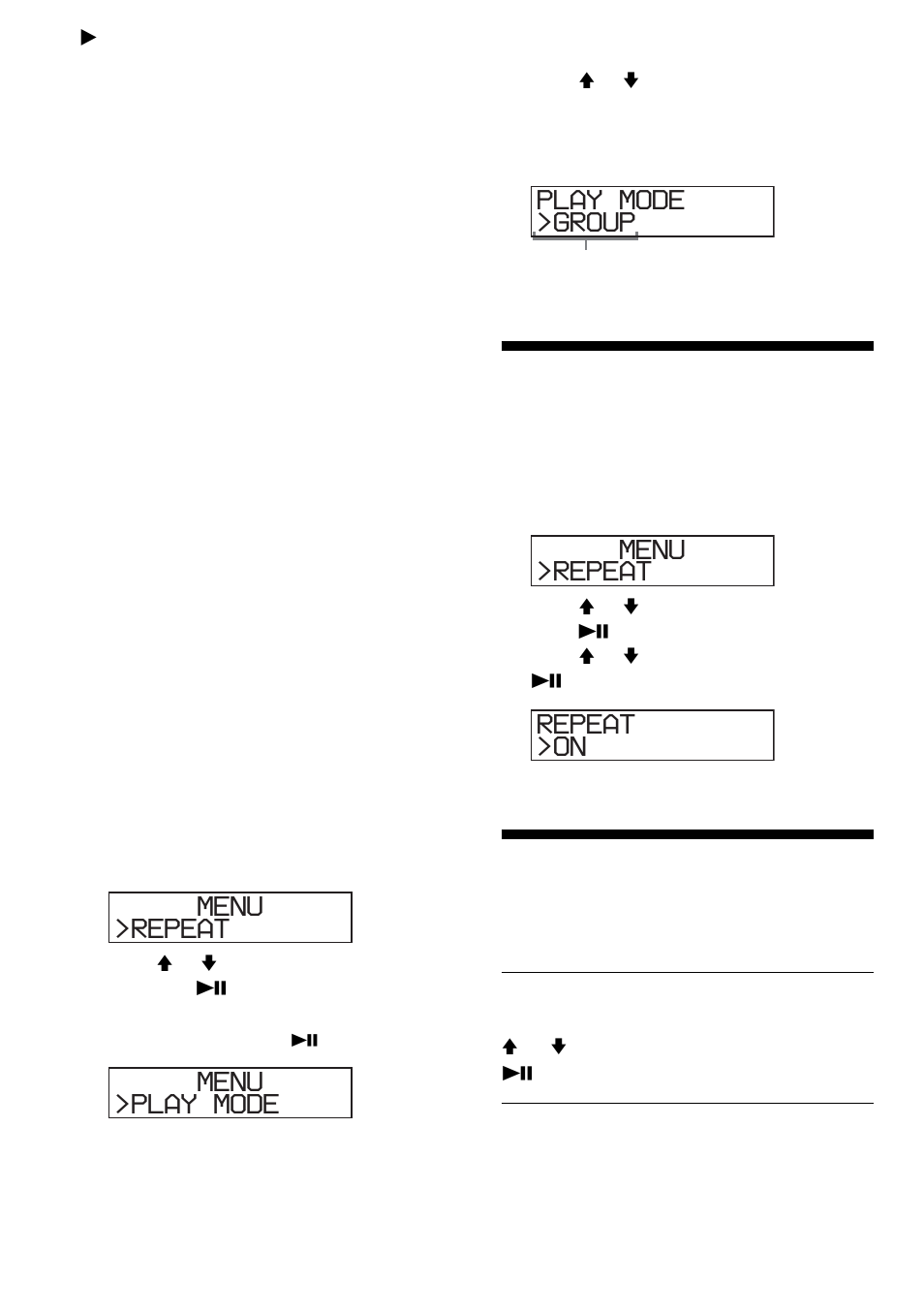 Playback options, Playing tracks repeatedly (repeat play), Playing all files in a selected group | Group play) (atrac cd/mp3 cd only), Playing tracks repeatedly, Repeat menu, Play mode menu, Group play mode, On repeat | Sony D-NE300CK User Manual | Page 16 / 36