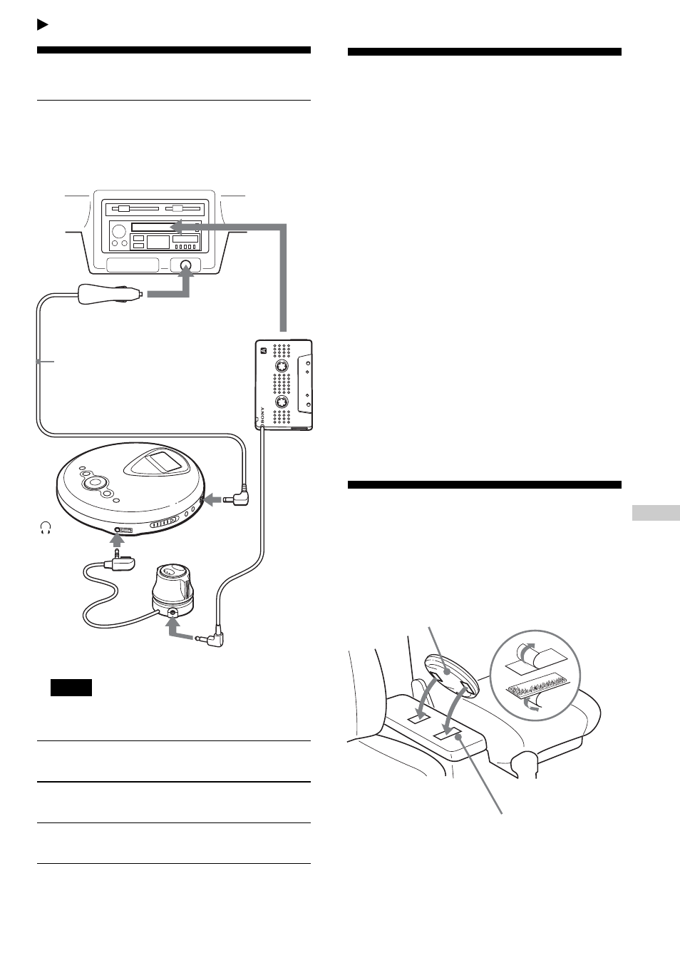 Using in a car, Installing in a car, Where to place your cd player | Mounting your cd player | Sony D-NE300CK User Manual | Page 25 / 36