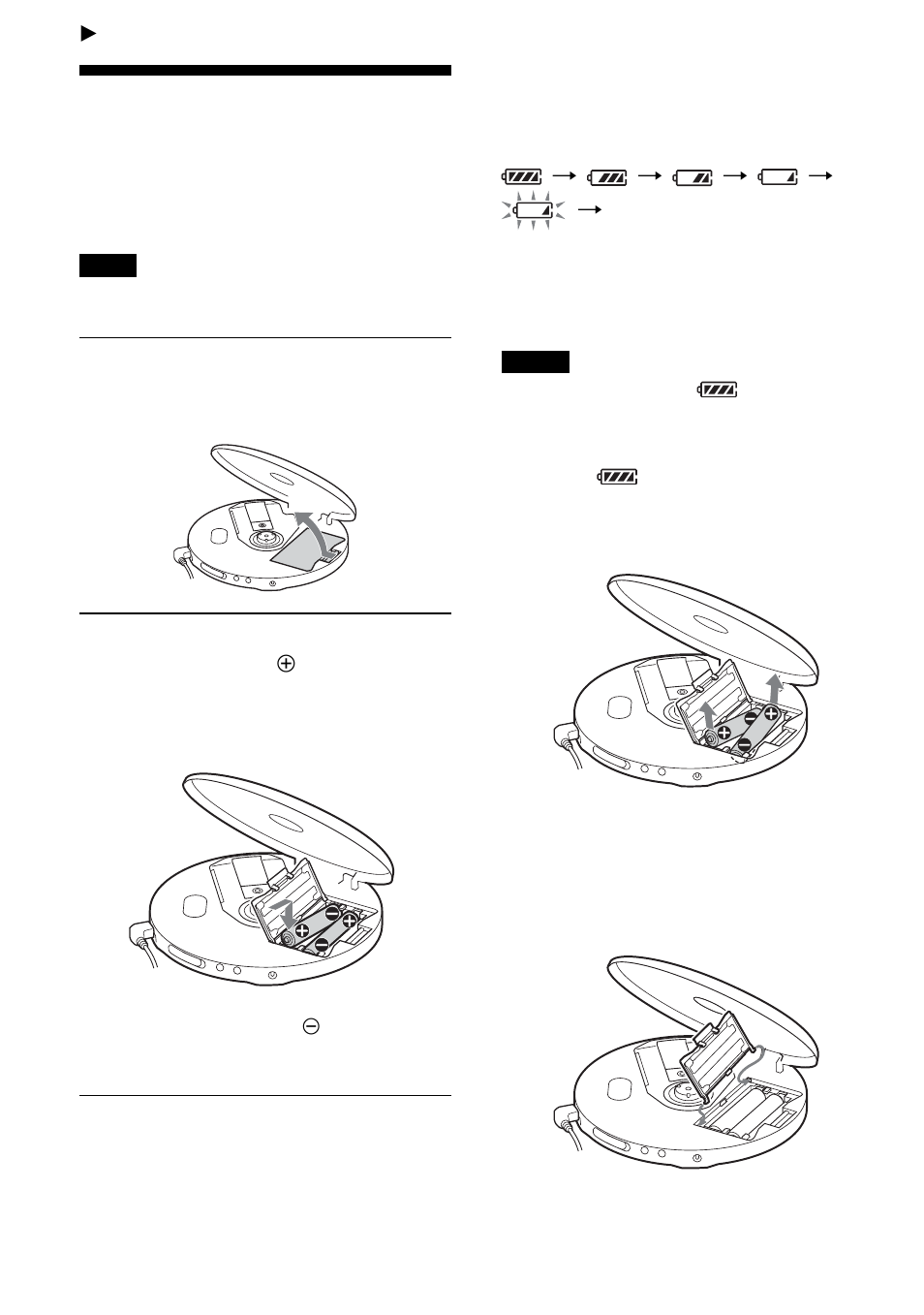 Connecting to a power source, Using the dry batteries | Sony D-NE300CK User Manual | Page 28 / 36