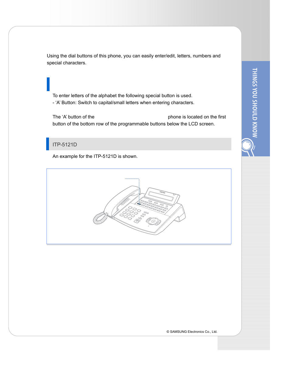 Entering characters, Special button used | Samsung ITP-5114D EN User Manual | Page 17 / 40