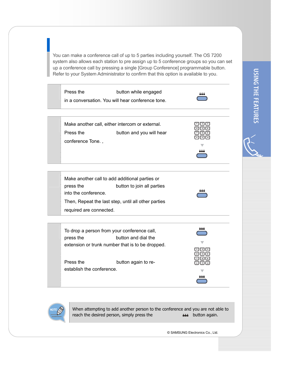 Conference calls | Samsung ITP-5114D EN User Manual | Page 31 / 40