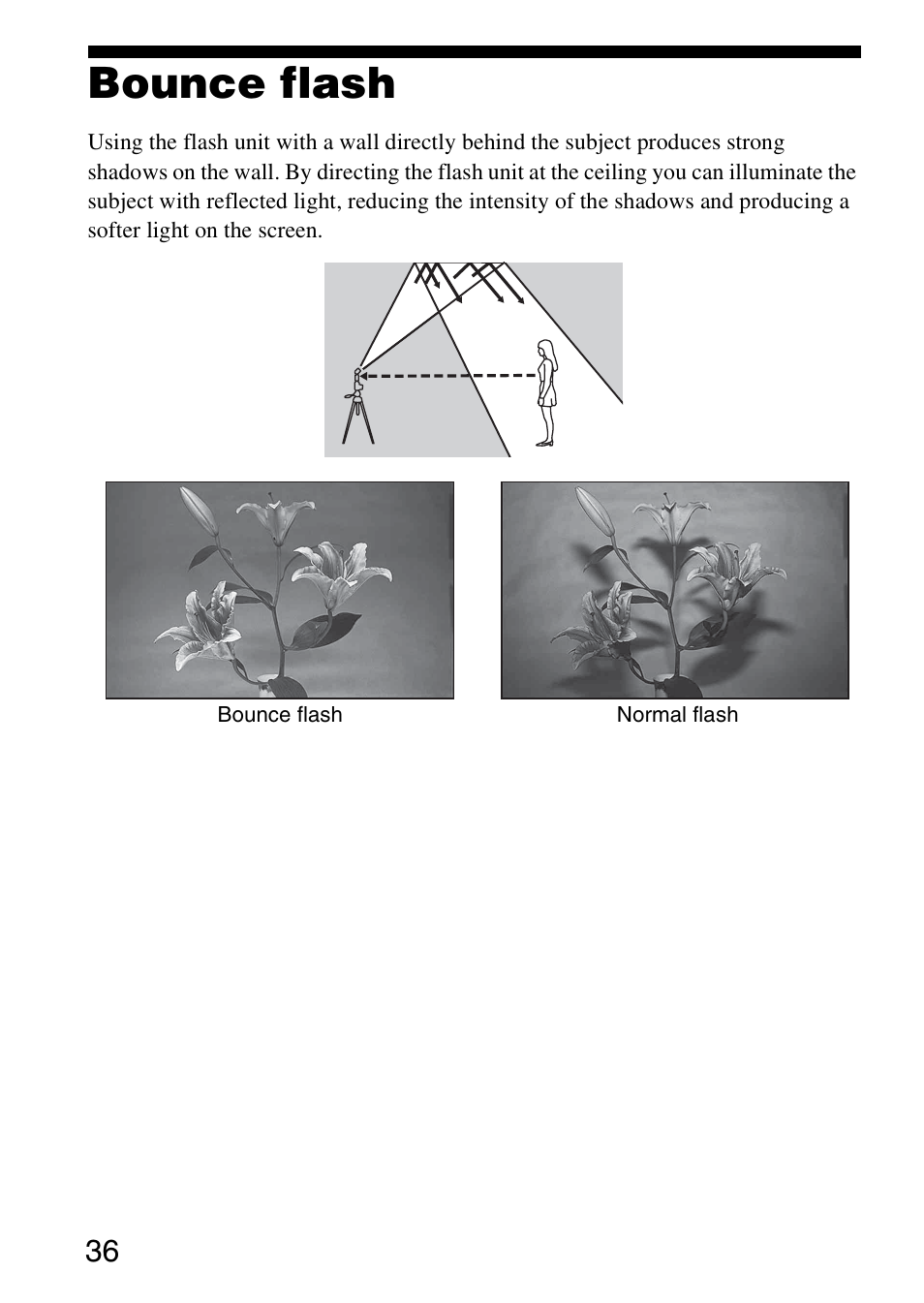 Bounce flash | Sony 4-183-746-11(1) User Manual | Page 36 / 88