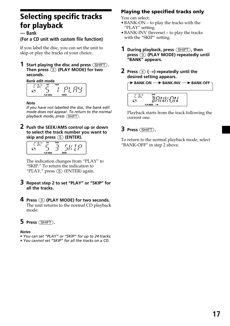 17 selecting specific tracks for playback | Sony CDX-C6600 User Manual | Page 17 / 46