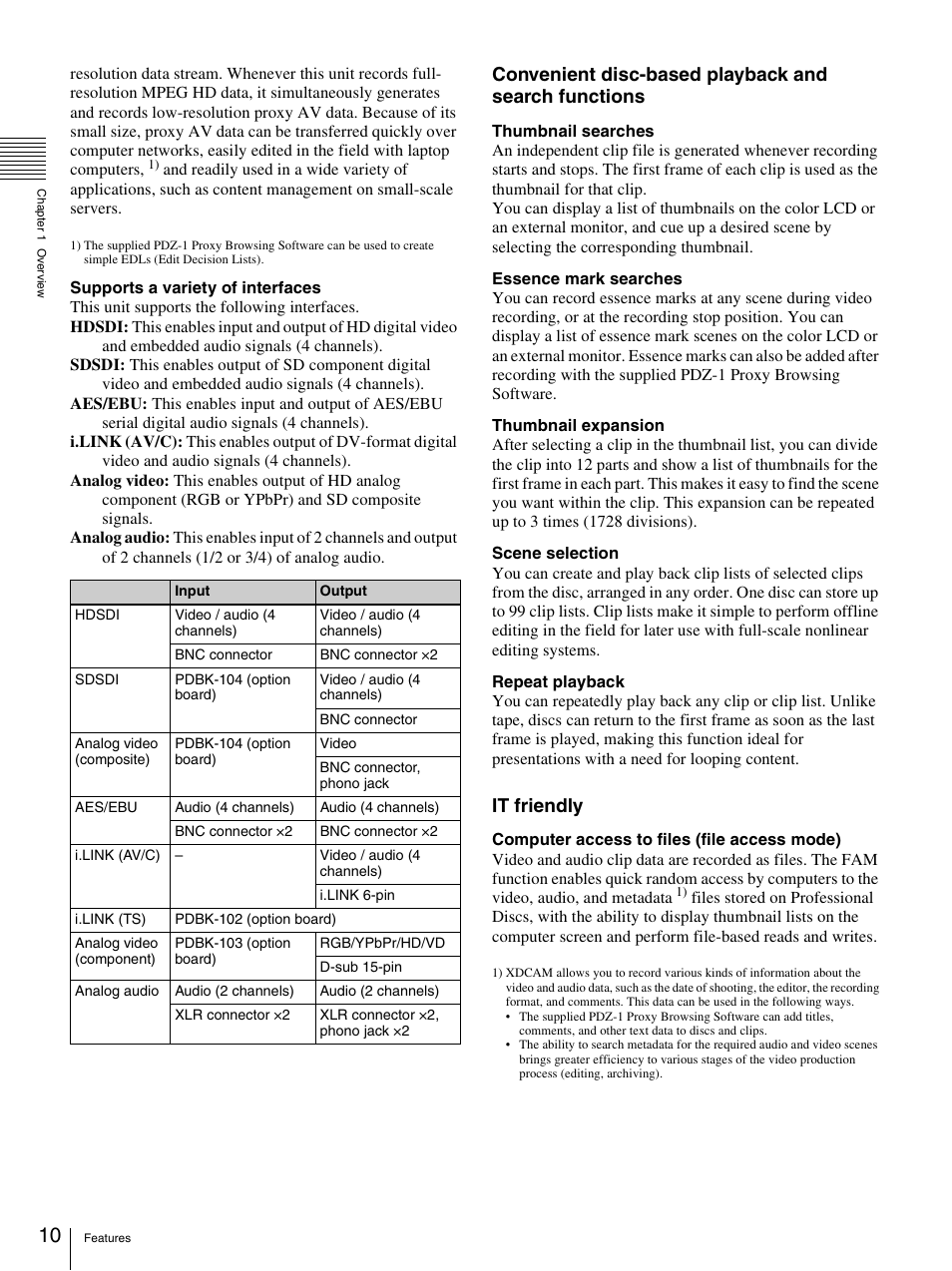 It friendly | Sony PDW-F70 User Manual | Page 10 / 126