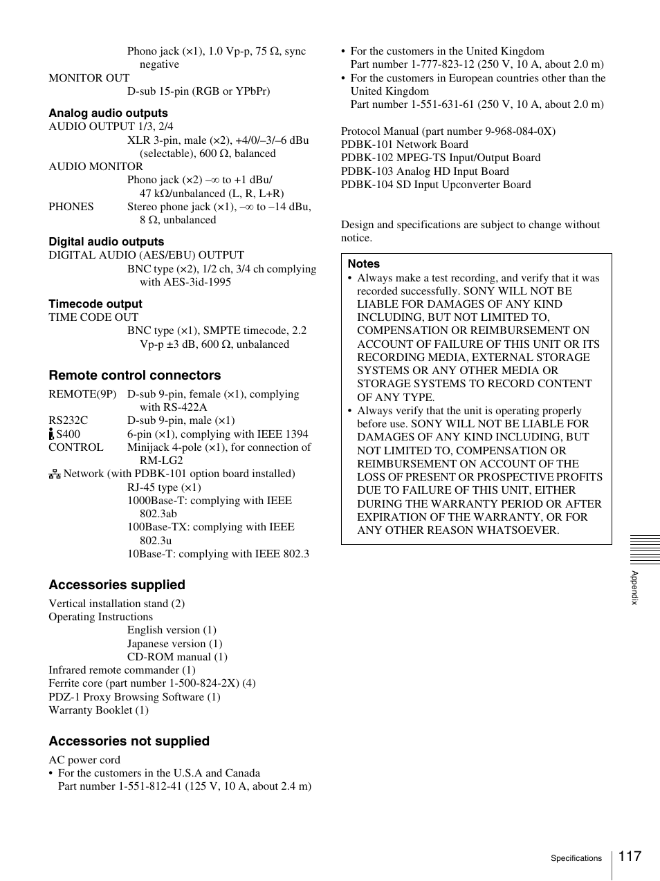 Sony PDW-F70 User Manual | Page 117 / 126