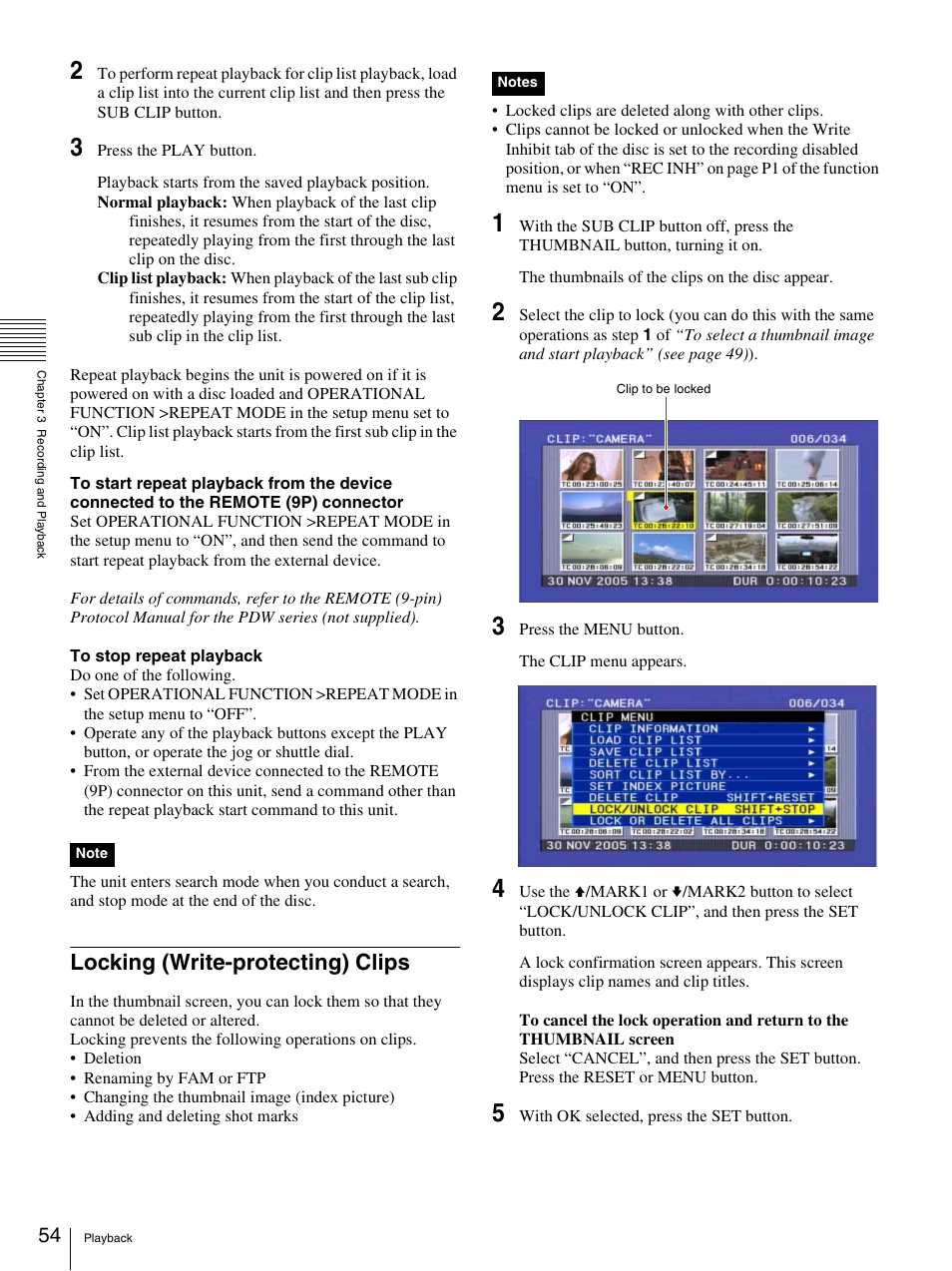 Locking (write-protecting) clips | Sony PDW-F70 User Manual | Page 54 / 126
