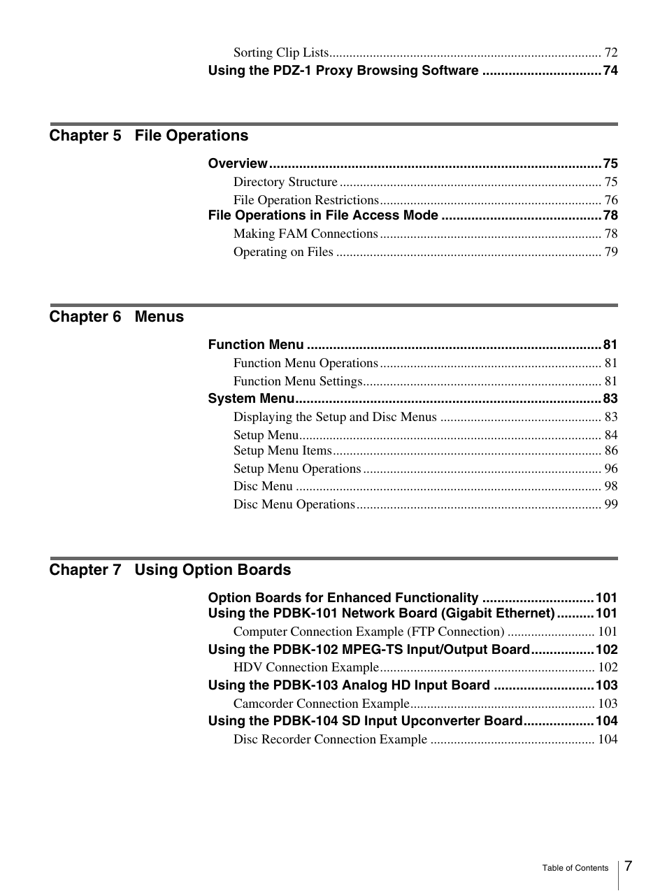 Sony PDW-F70 User Manual | Page 7 / 126