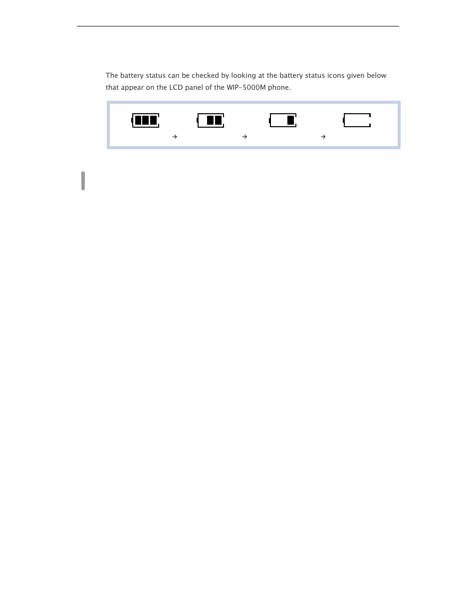 Checking the battery status, Low battery indication | Samsung WIP-5000 User Manual | Page 28 / 109