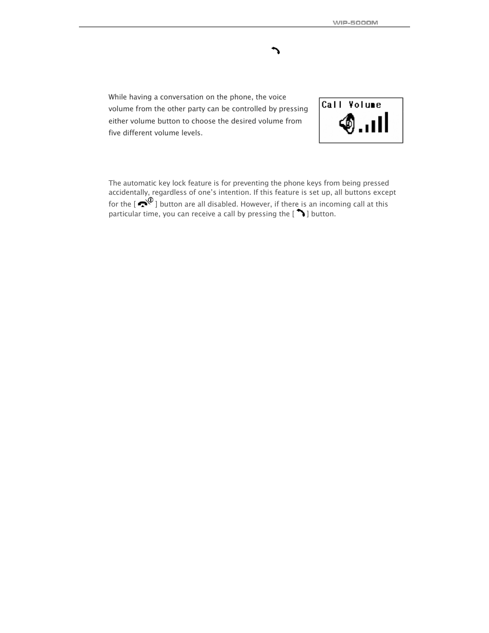 Voice volume adjustment, Setting / disabling the automatic key lock | Samsung WIP-5000 User Manual | Page 35 / 109