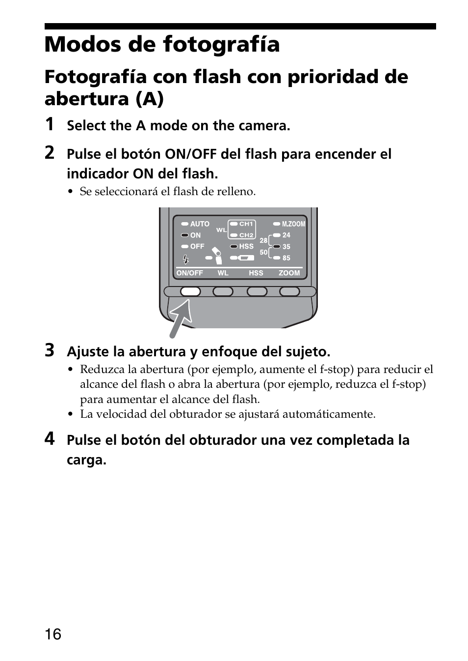 Modos de fotografía | Sony HVL-F36AM User Manual | Page 100 / 212