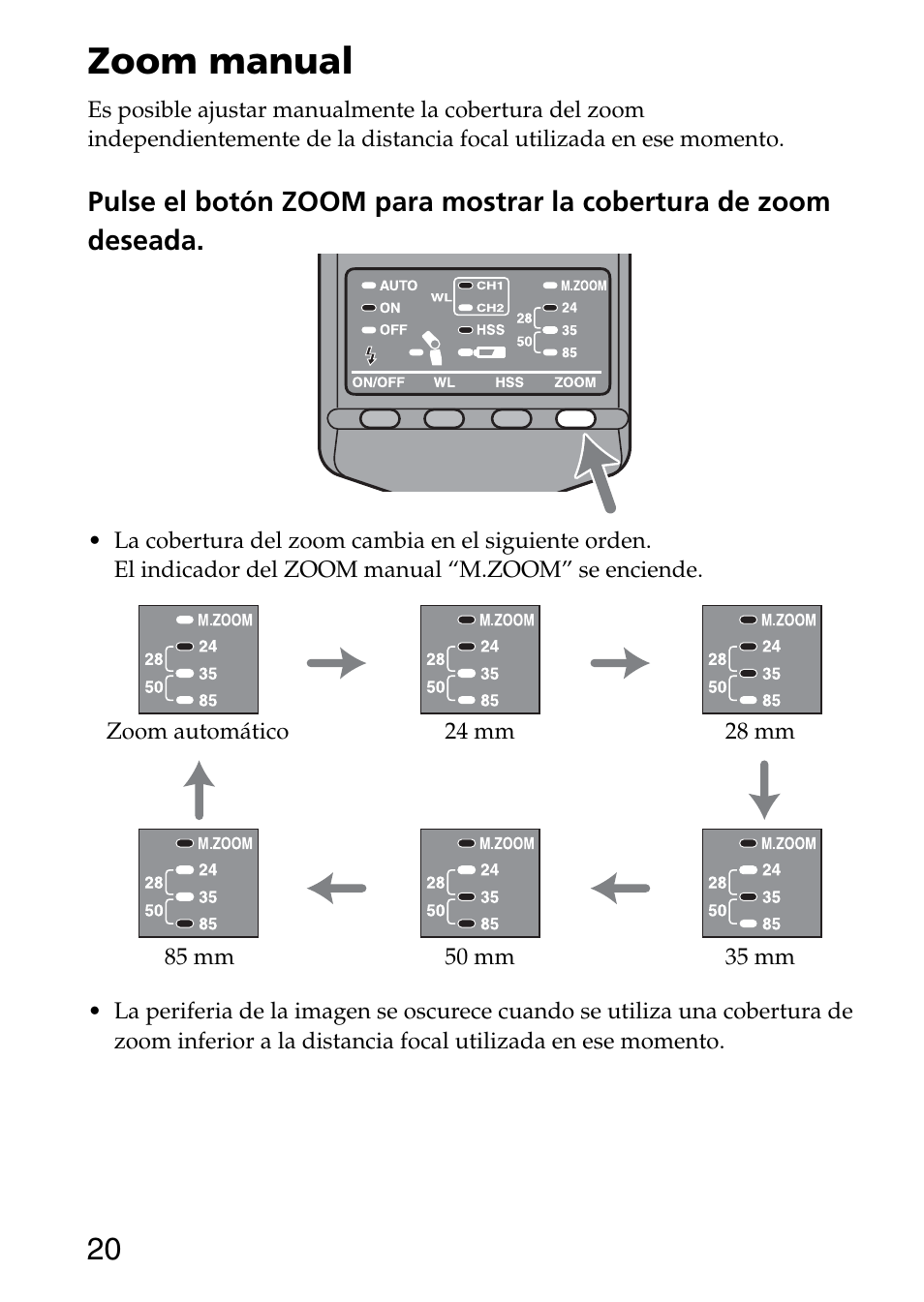 Zoom manual | Sony HVL-F36AM User Manual | Page 104 / 212