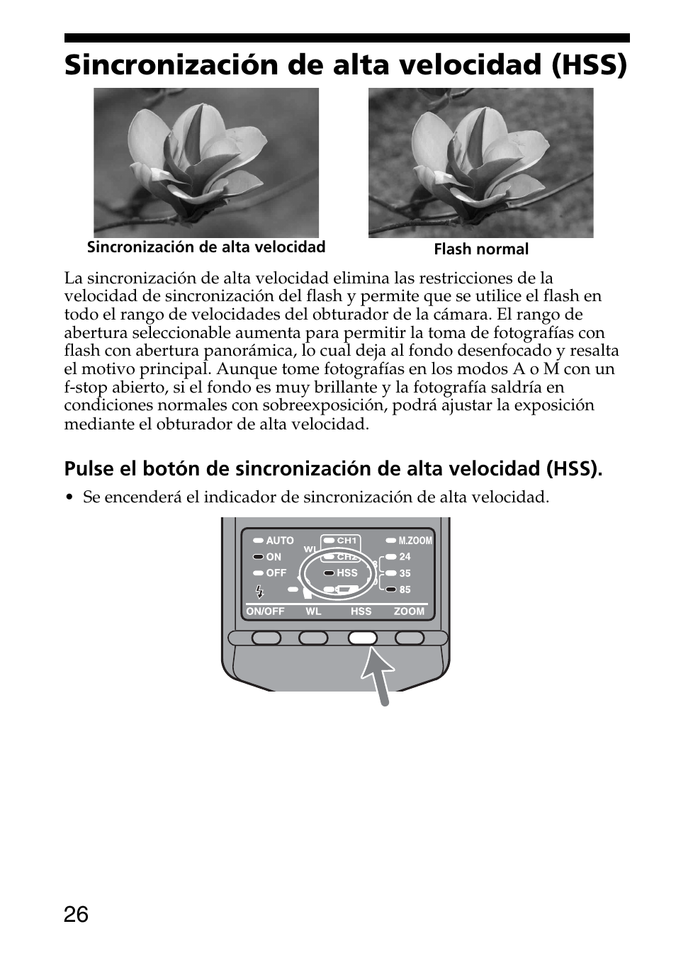 Sincronización de alta velocidad (hss) | Sony HVL-F36AM User Manual | Page 110 / 212