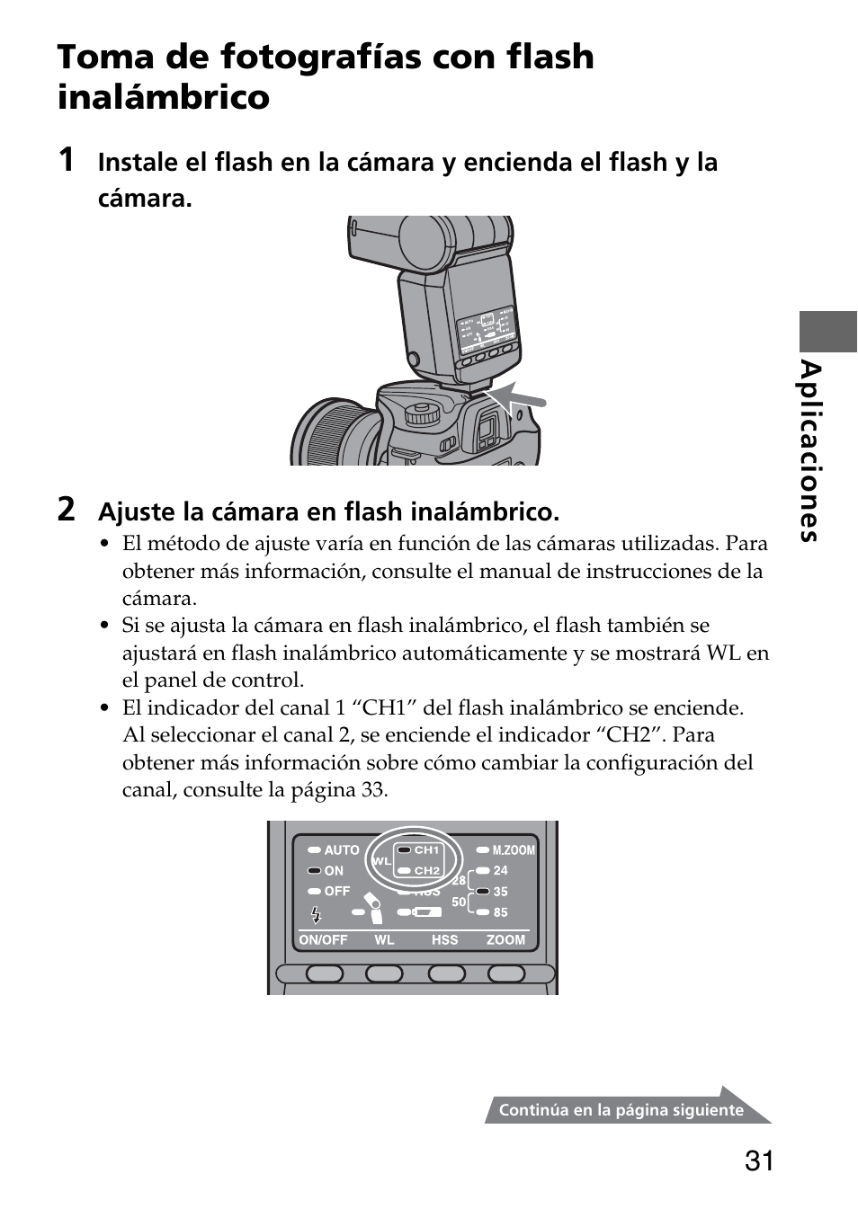 Toma de fotografías con flash inalámbrico 1, 31 aplicaciones | Sony HVL-F36AM User Manual | Page 115 / 212