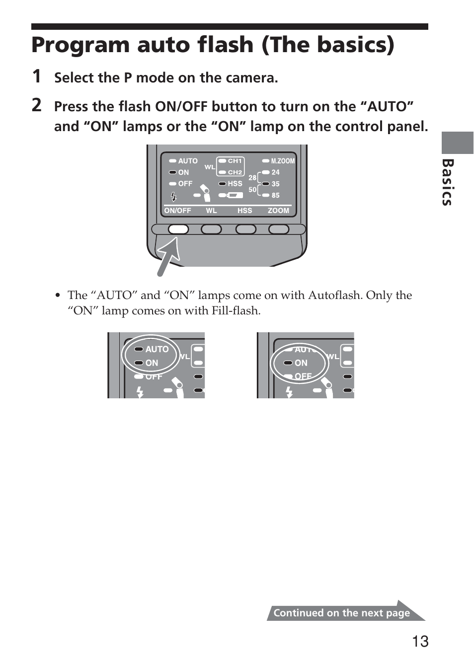 Program auto flash (the basics) | Sony HVL-F36AM User Manual | Page 13 / 212