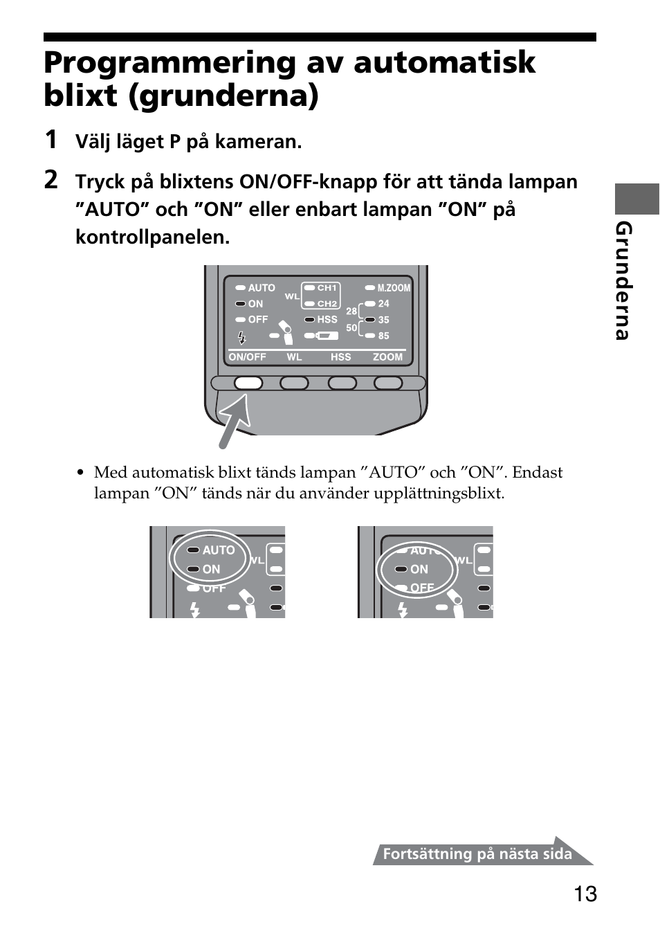 Programmering av automatisk blixt (grunderna) | Sony HVL-F36AM User Manual | Page 139 / 212