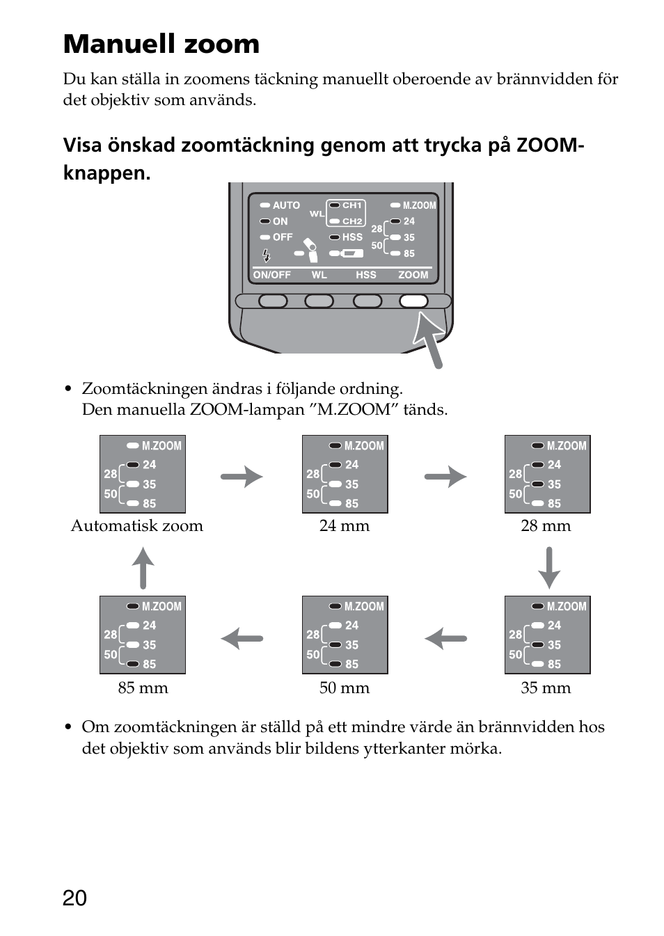 Manuell zoom | Sony HVL-F36AM User Manual | Page 146 / 212