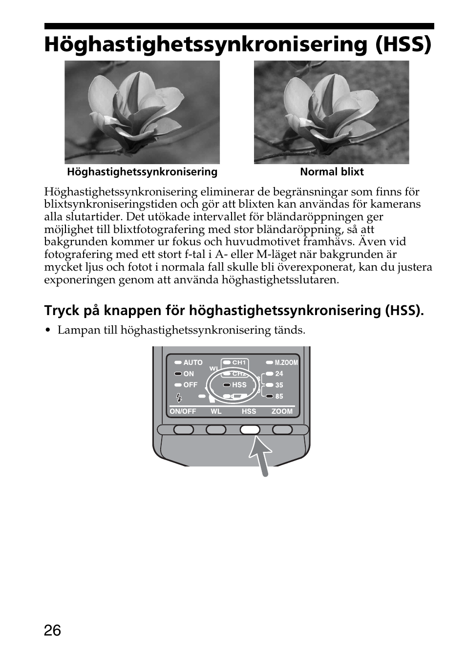 Höghastighetssynkronisering (hss) | Sony HVL-F36AM User Manual | Page 152 / 212