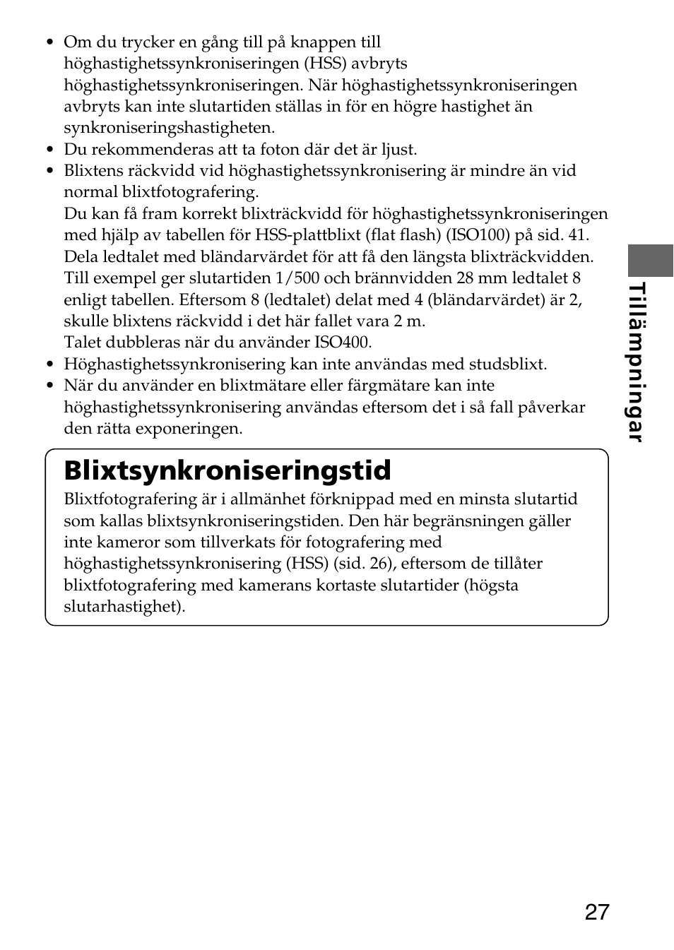 Blixtsynkroniseringstid, 27 tillämpningar | Sony HVL-F36AM User Manual | Page 153 / 212