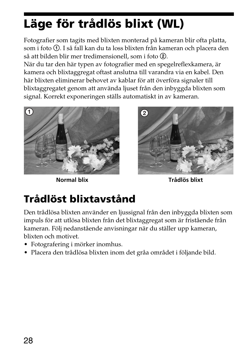 Läge för trådlös blixt (wl), Trådlöst blixtavstånd | Sony HVL-F36AM User Manual | Page 154 / 212