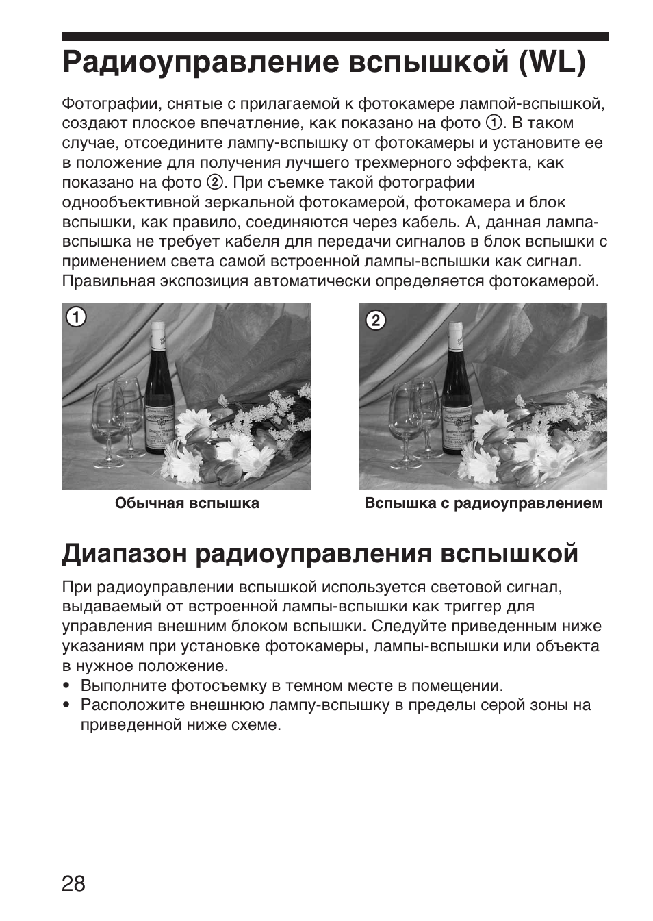 Радиоуправление вспышкой (wl), Диапазон радиоуправления вспышкой | Sony HVL-F36AM User Manual | Page 196 / 212