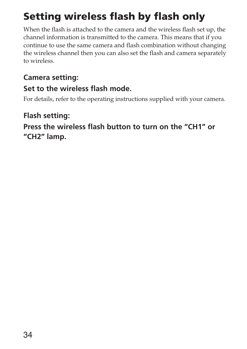 Setting wireless flash by flash only | Sony HVL-F36AM User Manual | Page 34 / 212