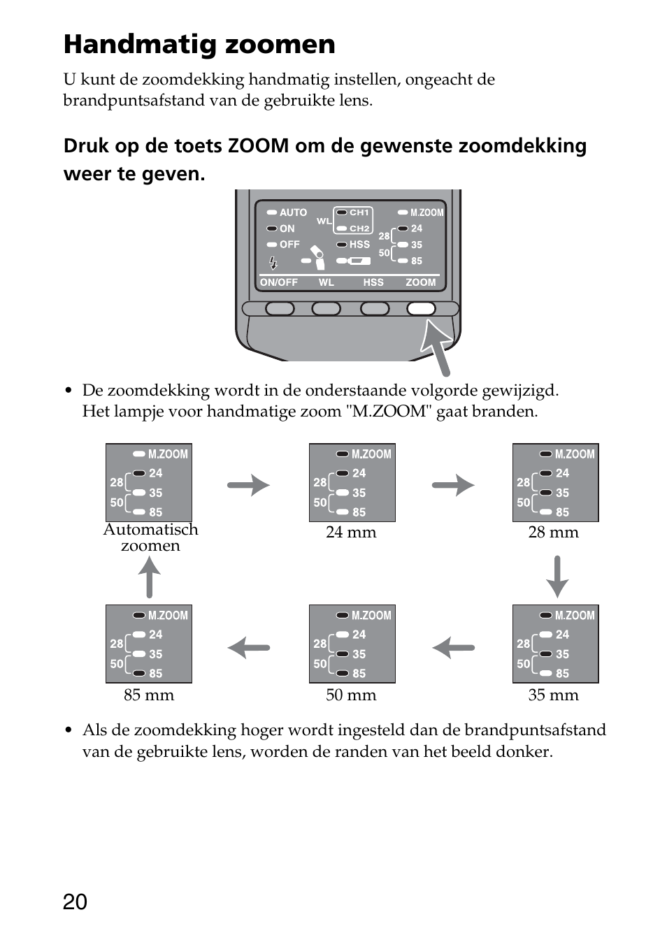 Handmatig zoomen | Sony HVL-F36AM User Manual | Page 62 / 212