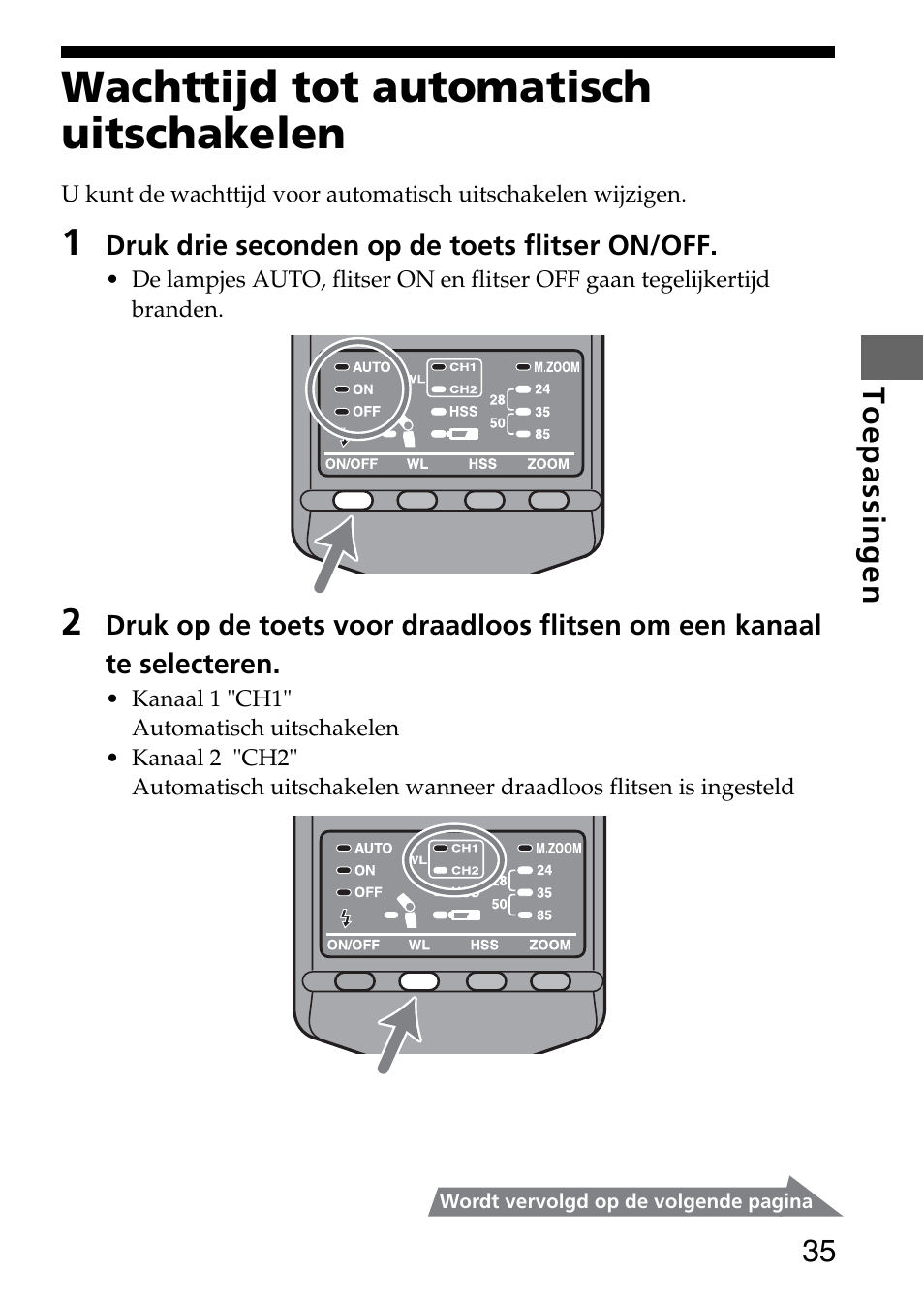 Wachttijd tot automatisch uitschakelen | Sony HVL-F36AM User Manual | Page 77 / 212