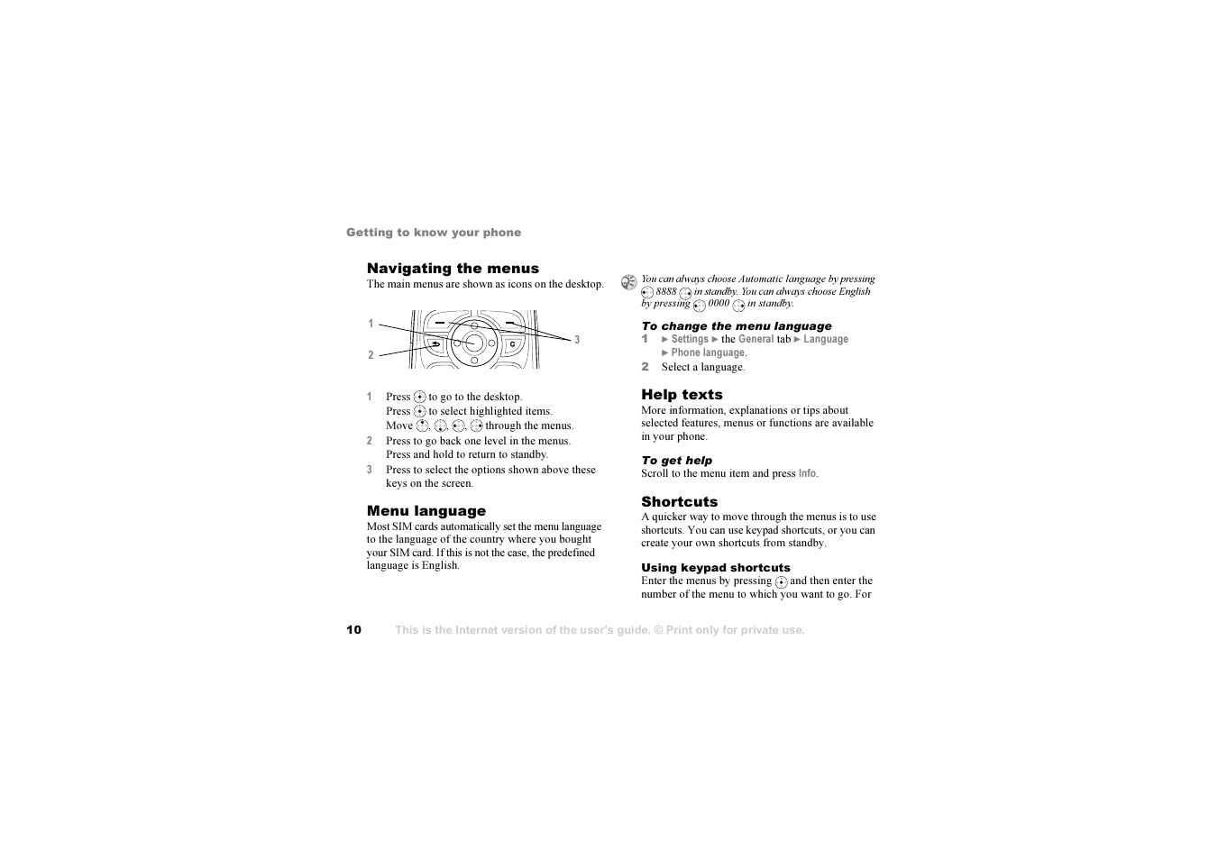 10 navigating the menus | Sony Z1010 User Manual | Page 10 / 95