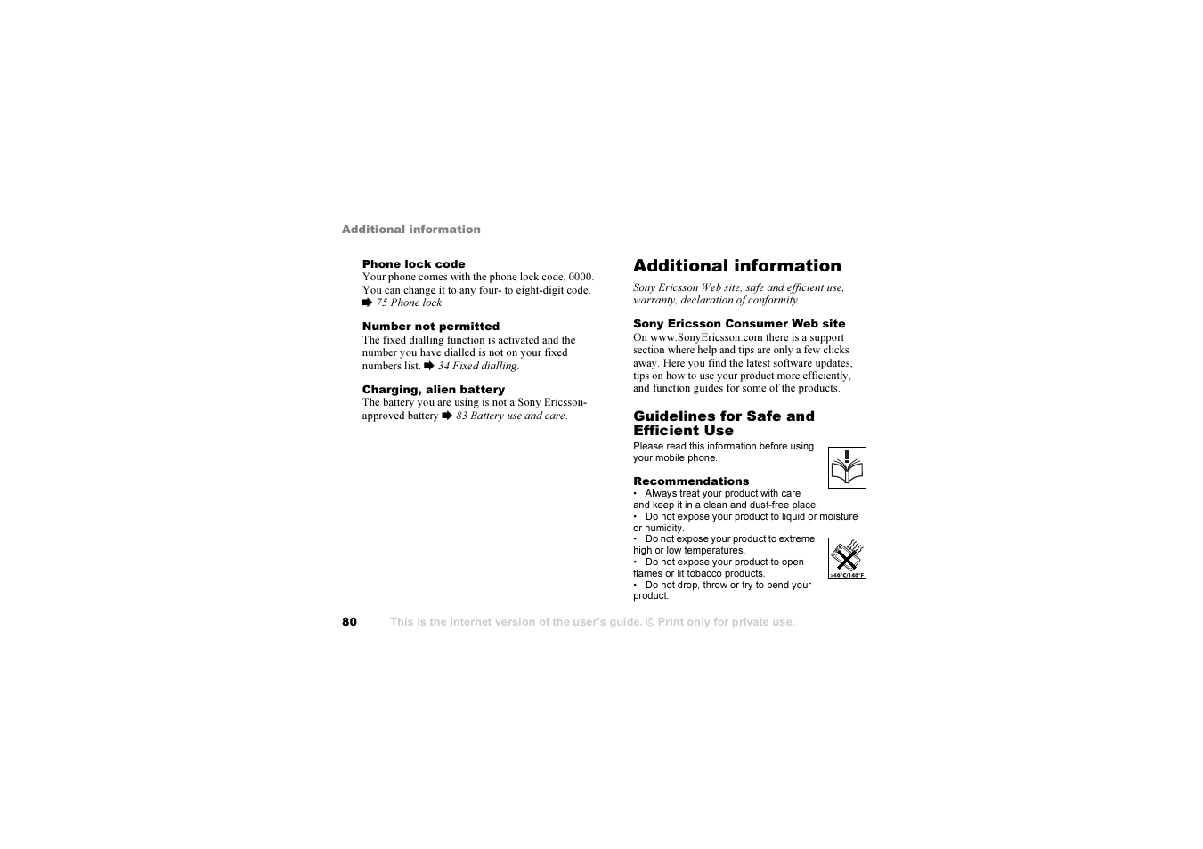 Additional information | Sony Z1010 User Manual | Page 80 / 95