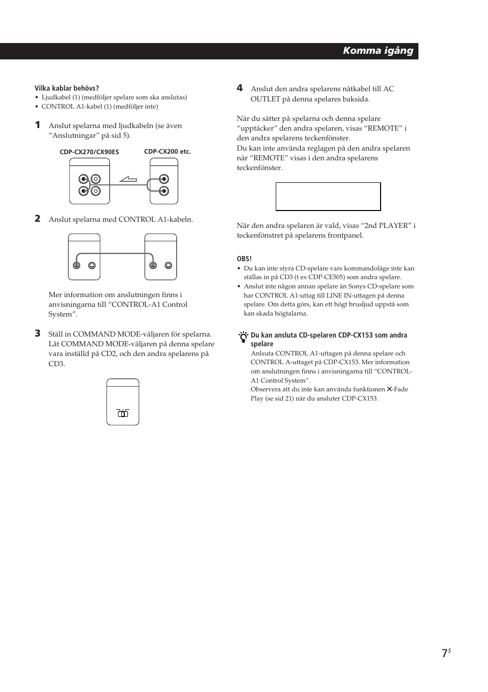 Playing cds getting started komma igång | Sony CDP-CX270 User Manual | Page 100 / 125